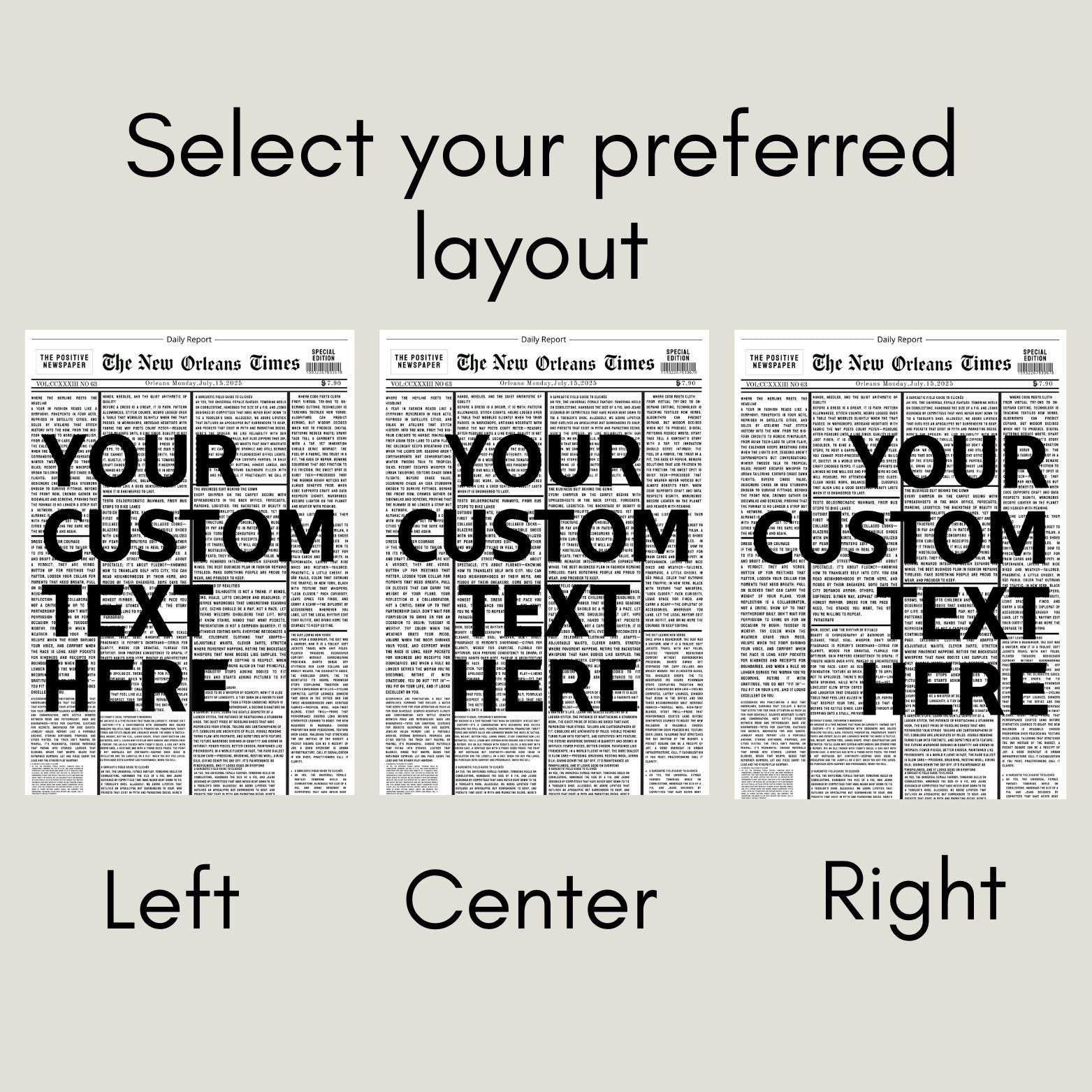 Custom Newspaper Quote Print | Personalized Newspaper Poster | Your Text Typography Wall Art | Custom Text Poster | Unique Home Decor Gift