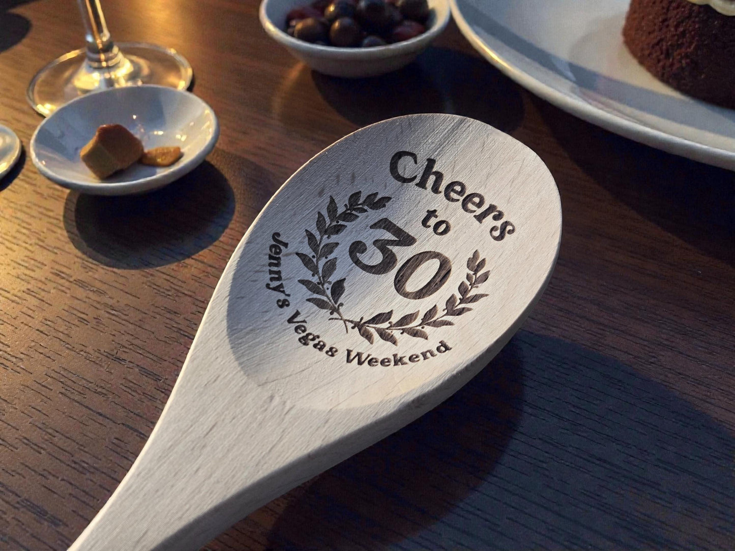 30th Birthday Party Favors, Custom Engraved 12-Inch Beechwood Mixing Spoon, Bulk Birth Day Keepsakes, Personalized Party Gifts