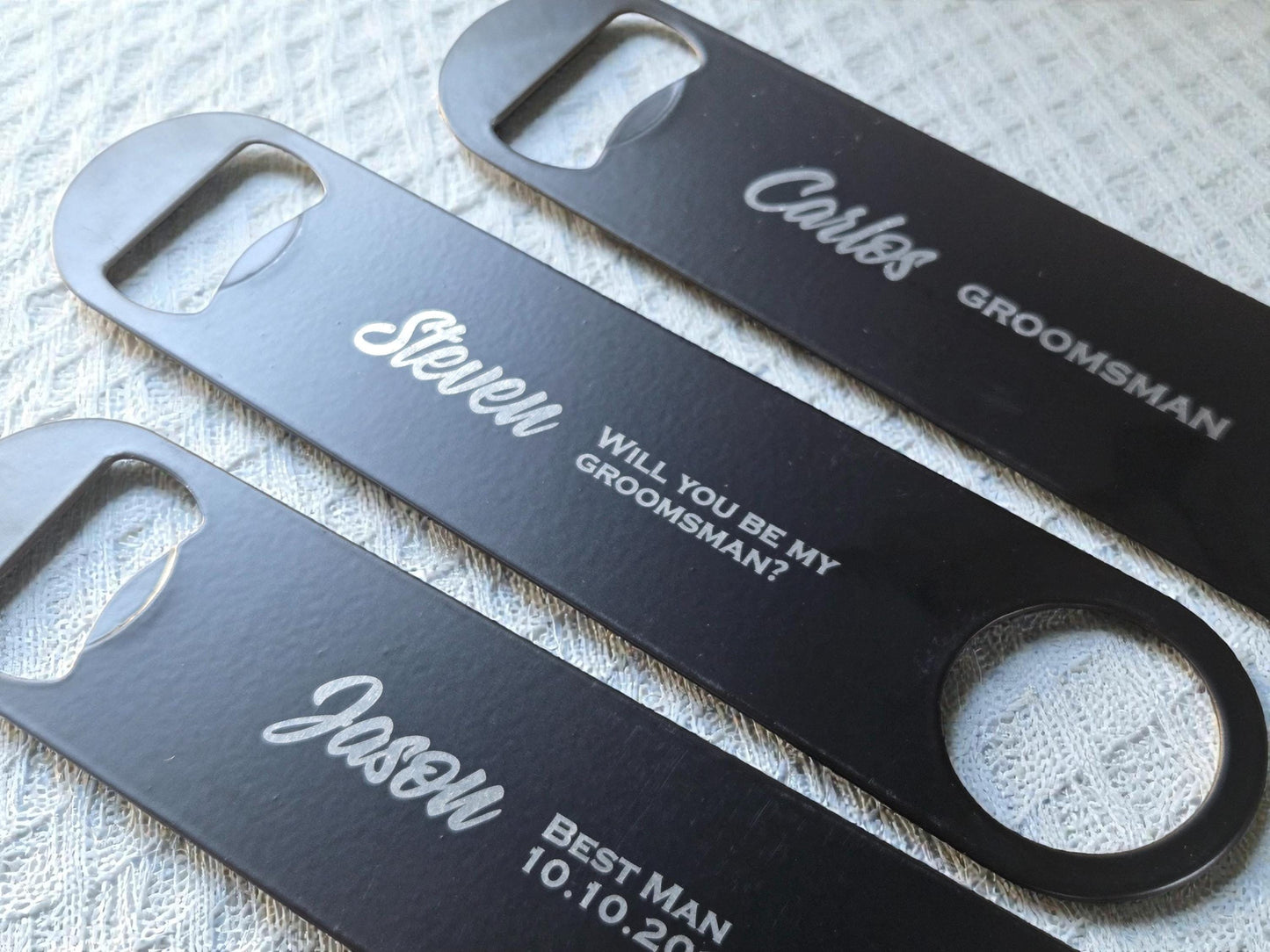 Groomsmen Bottle Opener, Personalized Long Bar Key Speed Popper, Custom Engraved Groomsman Asking Gift, Best Man Proposal Gifts