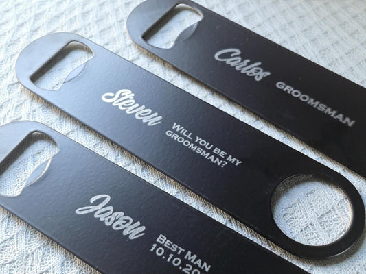 Groomsmen Bottle Opener, Personalized Long Bar Key Speed Popper, Custom Engraved Groomsman Asking Gift, Best Man Proposal Gifts