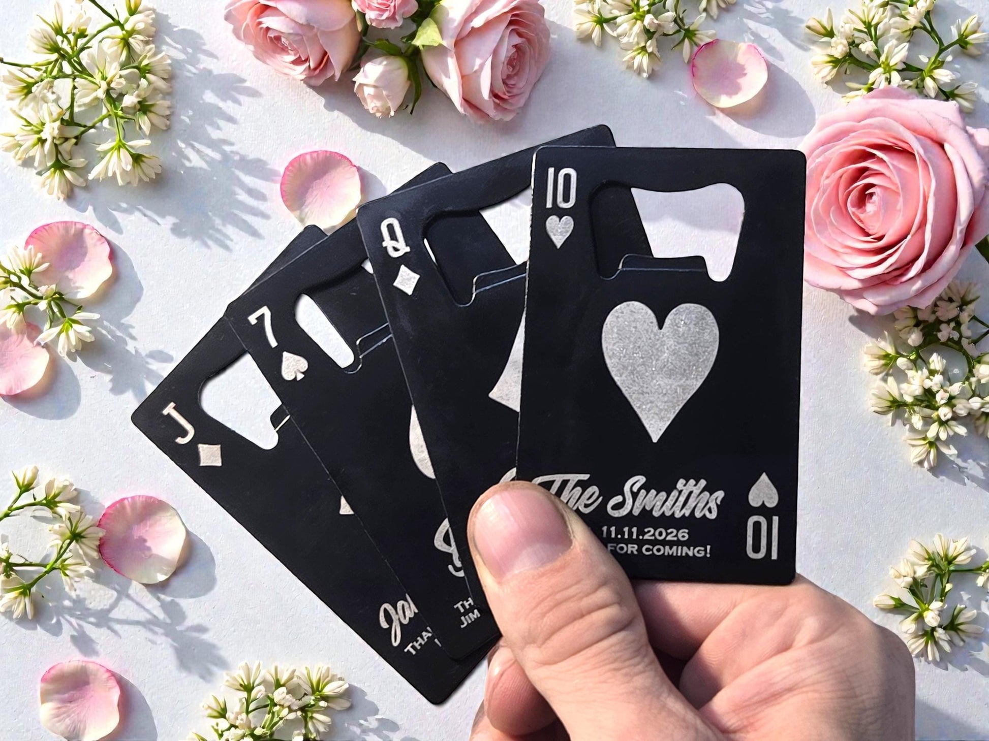 Personalized Wedding Favor, Playing Card Wallet Bottle Openers, Custom Bulk Wedding Guest Favors