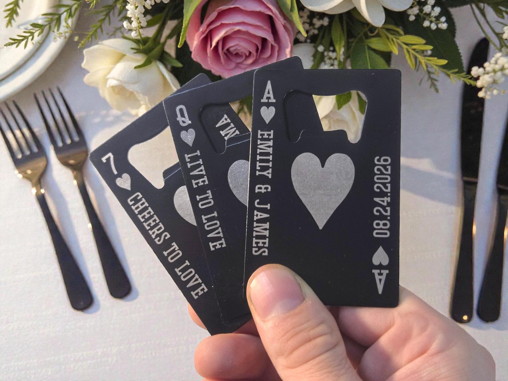 Personalized Wedding Guest Favors, Unique Playing Card Wallet Bottle Openers, Custom Bulk Wedding Favor