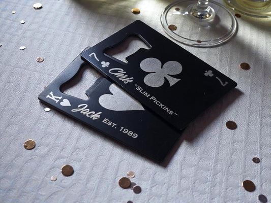 Custom Bottle Opener For Him, Playing Card Wallet Beer Openers, Personalized Poker Player Gifts