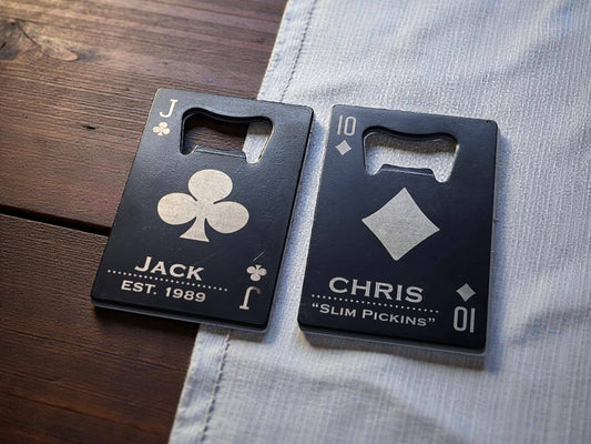 Custom Playing Card Bottle Opener, Wallet Beer Openers For Him, Personalized Poker Player Gifts