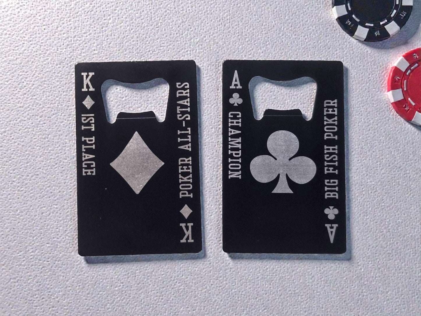 Magnetic Poker Tournament Prizes, Playing Card Magnet Beer Openers, Poker Night Personalized Bottle Opener
