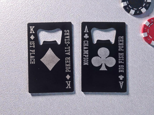 Magnetic Poker Tournament Prizes, Playing Card Magnet Beer Openers, Poker Night Personalized Bottle Opener