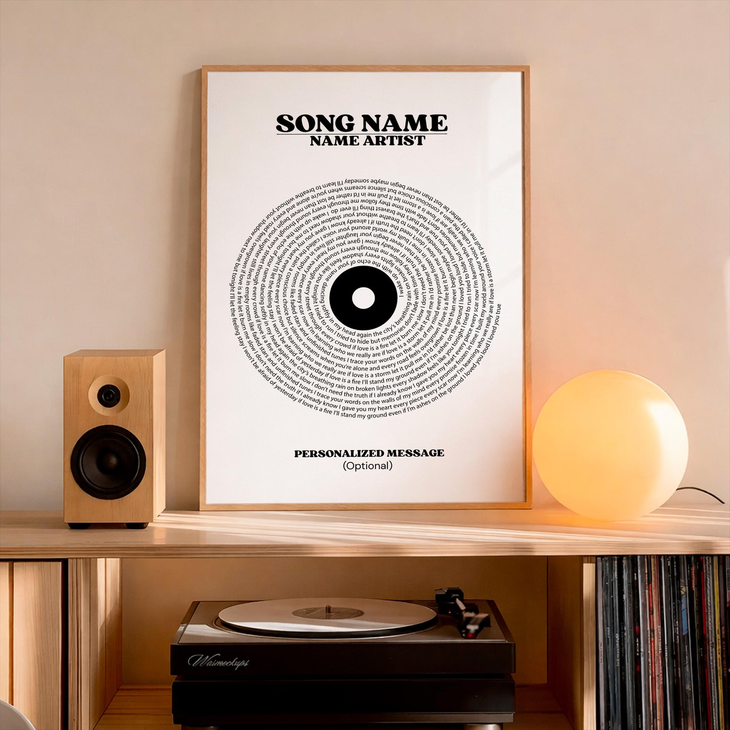 Song Lyrics Print, Custom Music Poster, Vinyl Wall Art, Minimalist Home Decor, Gift For Music Lovers, Anniversary Gift