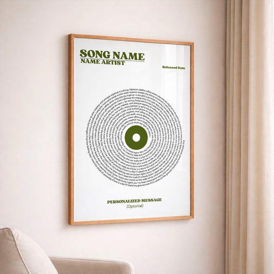 Personalized Music Poster, Vinyl Style, Customizable Song Lyric Print, Favorite Song Custom Gift, Personalized Record Gift