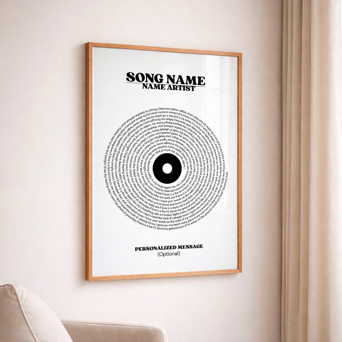 Personalized Song Lyrics Vinyl Wall Art, First Dance Song Poster, Custom Music Memory Print, Wedding and Anniversary Gift