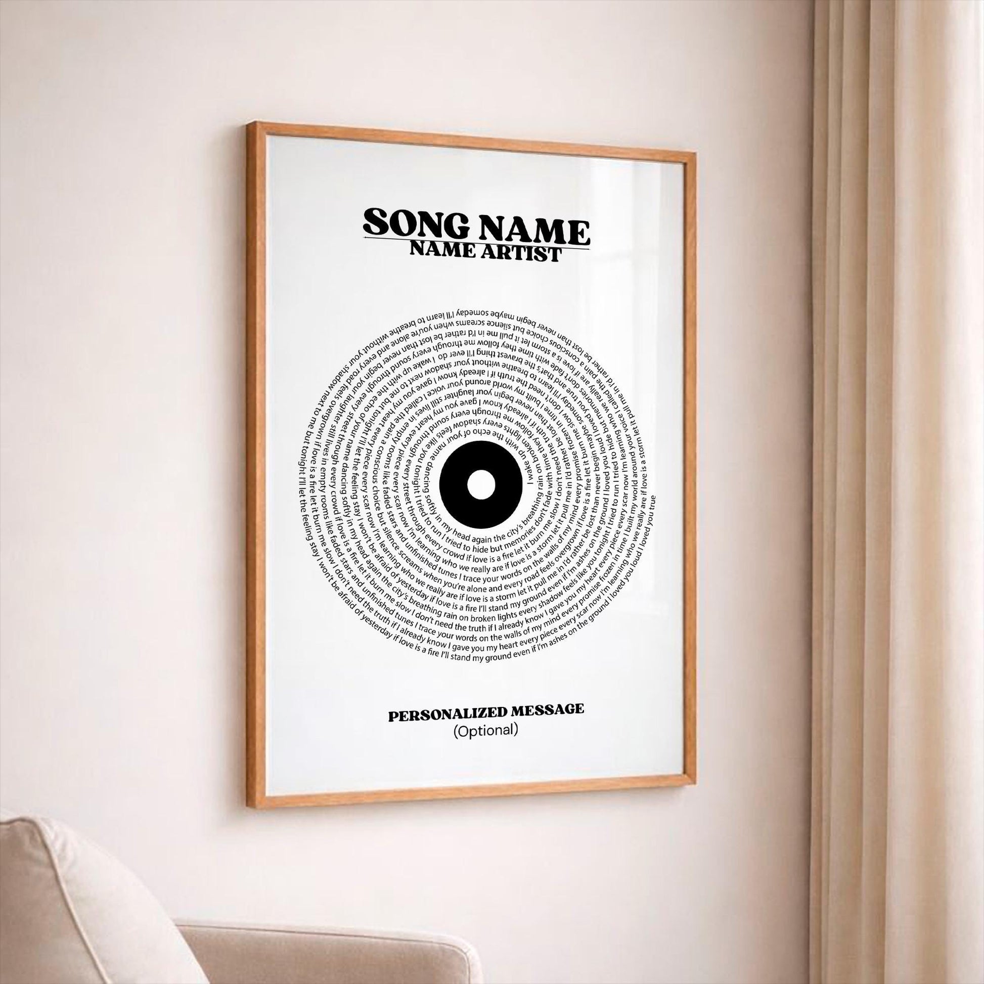 Personalized Song Lyrics Vinyl Wall Art, First Dance Song Poster, Custom Music Memory Print, Wedding and Anniversary Gift