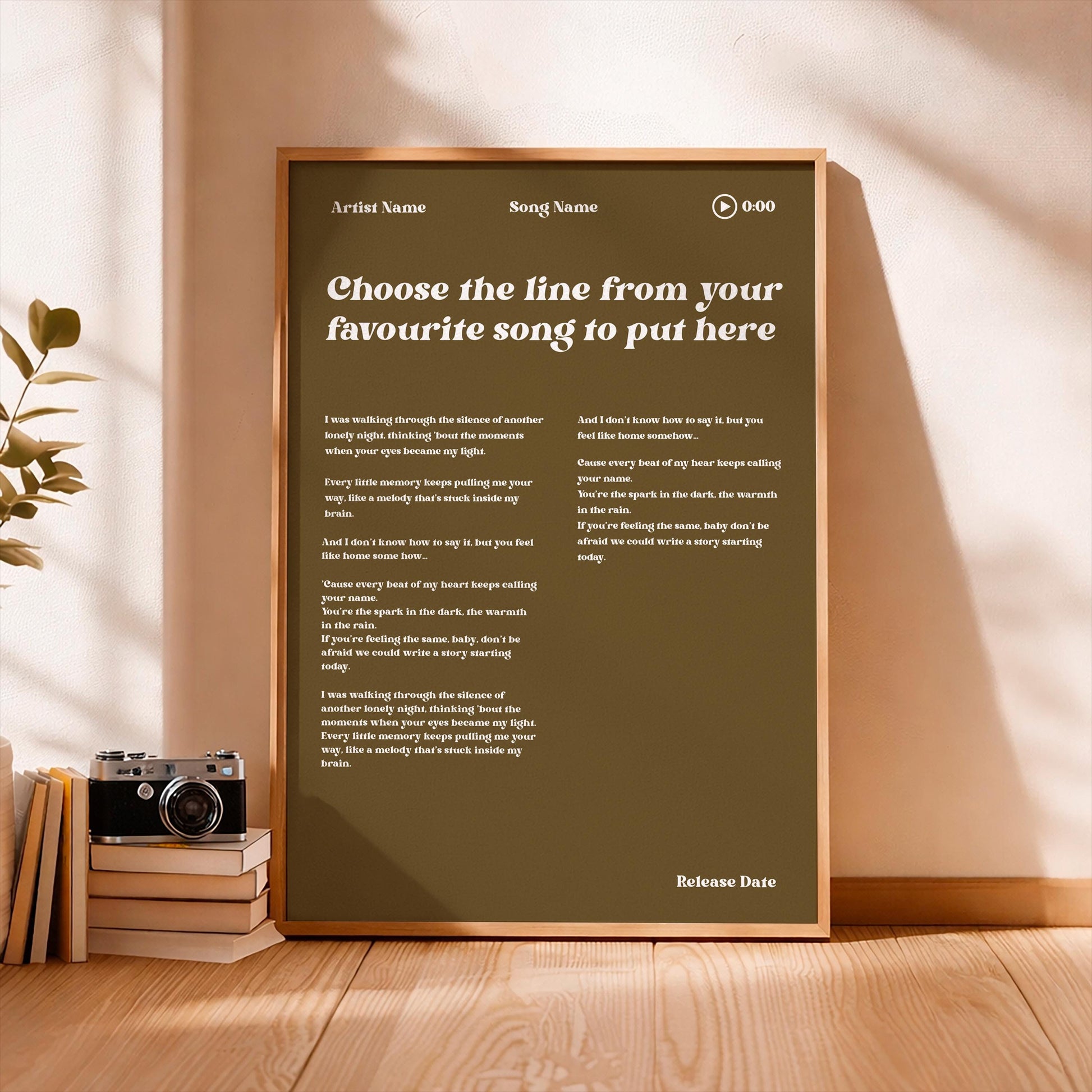 Personalized Song Lyrics Poster, Custom Music Wall Art, Bespoke Lyric Print, Meaningful Music Gift for Song Lovers