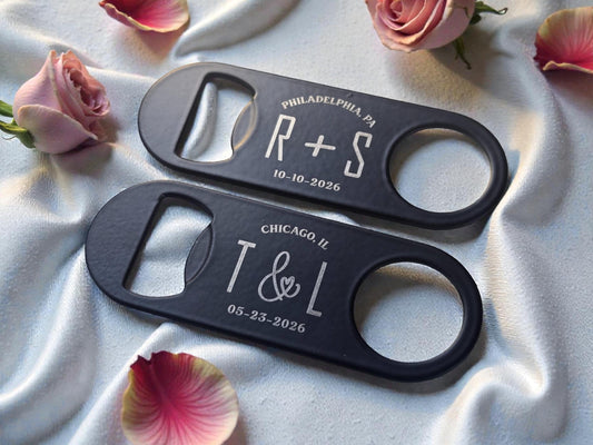 Classic Wedding Favor Bottle Opener Keychain, Engraved Mini Keyring Bar Key Speed Popper Gift