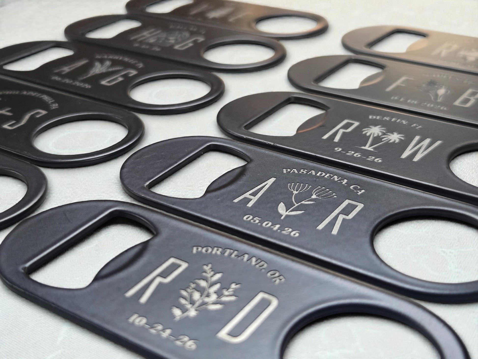 Classic Wedding Favor Bottle Opener Keychain, Engraved Mini Keyring Bar Key Speed Popper Gift