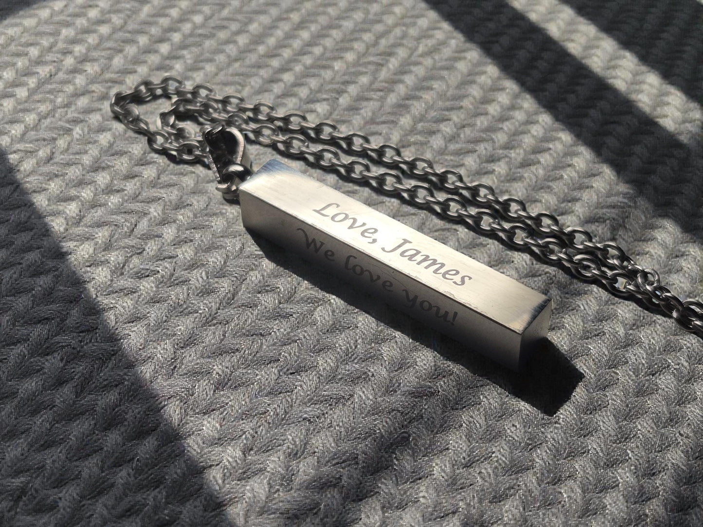 Personalized Mother's Day Bar Necklace, Custom Silver / Gold Pendant Necklace Chain, Gift For Mom