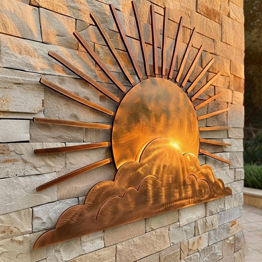 Sunburst Sunrise UV PRINTED Wall Decor, Handmade Garden Art Hanging