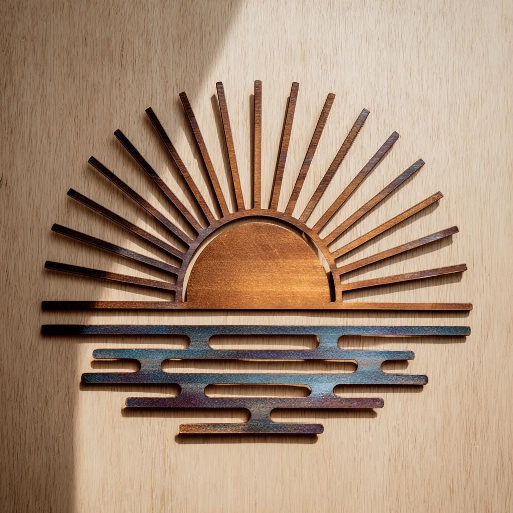 Sunburst Sunrise UV PRINTED Wall Decor, Handmade Garden Art Hanging