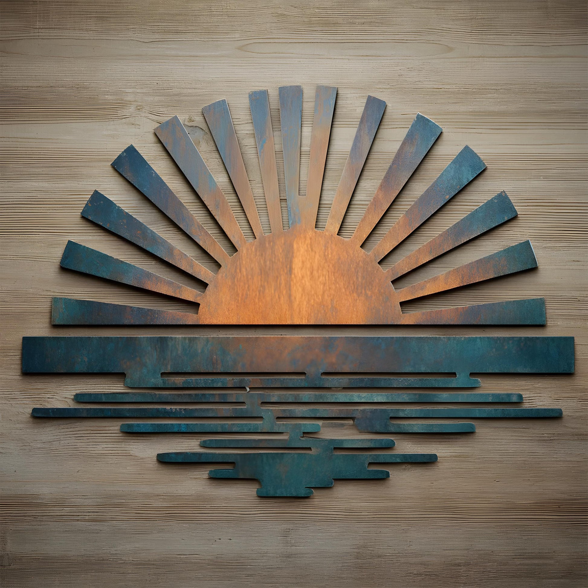 Sunburst Sunrise UV PRINTED Wall Decor, Handmade Garden Art Hanging