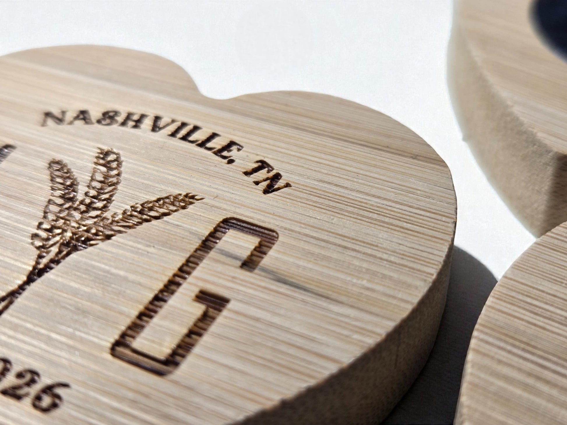 Farm Wedding Favor Heart-Shaped Bamboo Magnetic Bottle Opener, Custom Engraved Wedding Guest Gifts