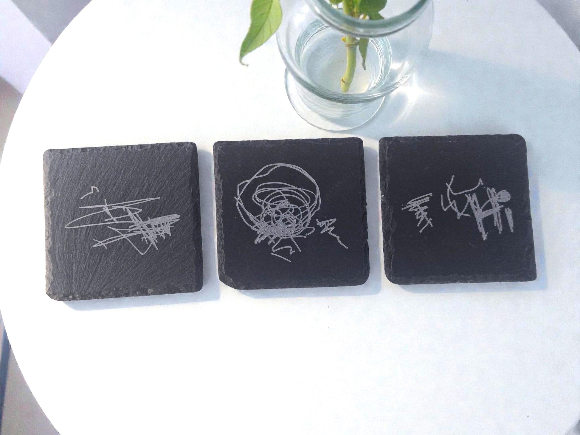 Baby's First Scribble Keepsake, Engraved Slate Coaster, Custom Handwriting Baby Toddler Memory Gift