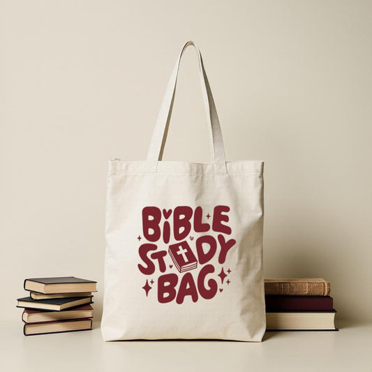 Bible Study Tote Bag, Christian Scripture Inspired Canvas Style Book Lover Bag for Church & Small Group, Gift for Her