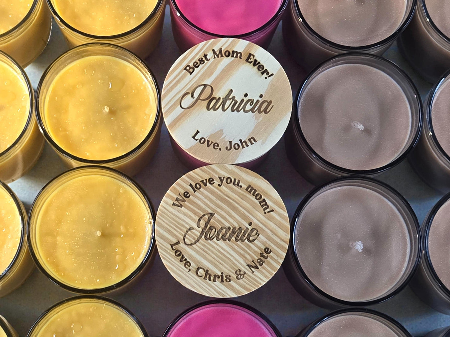 Mom Candle, Personalized Gifts For Moms, Custom Engraved Wood Lid, Unique Birthday Or Thank You Gift For Her, 14oz Large Glass Candle