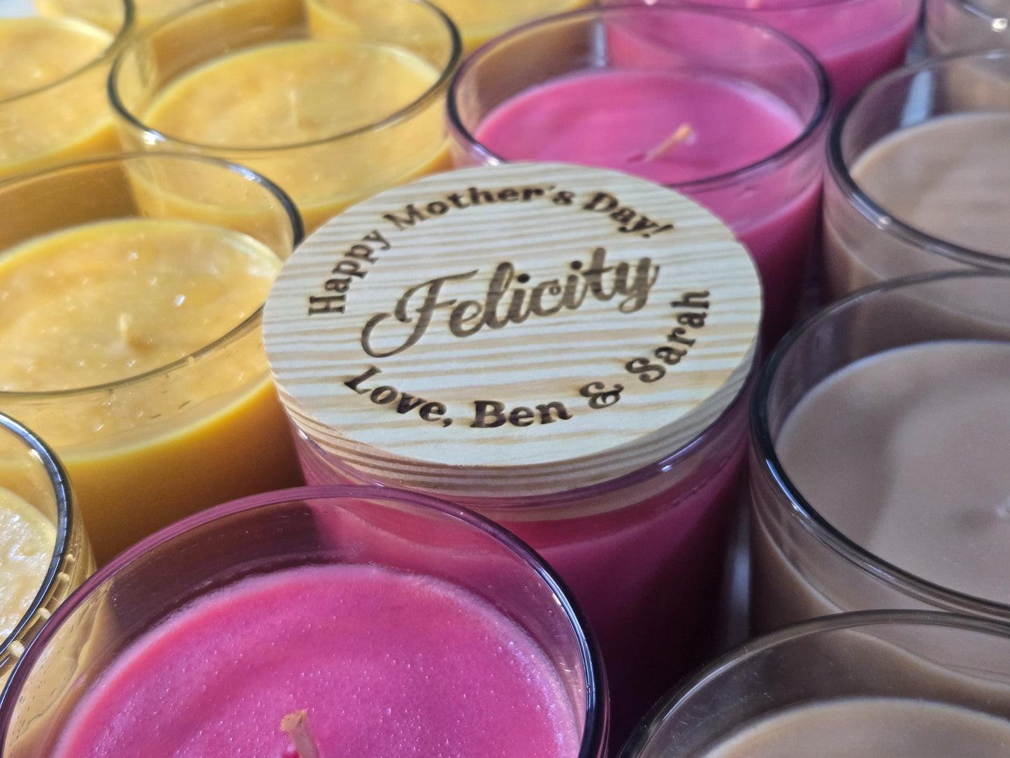 Mother's Day Candle, Personalized Gift For Mom, Custom Engraved Wood Lid, Unique Gifts For Moms, 14oz Large Glass Candle
