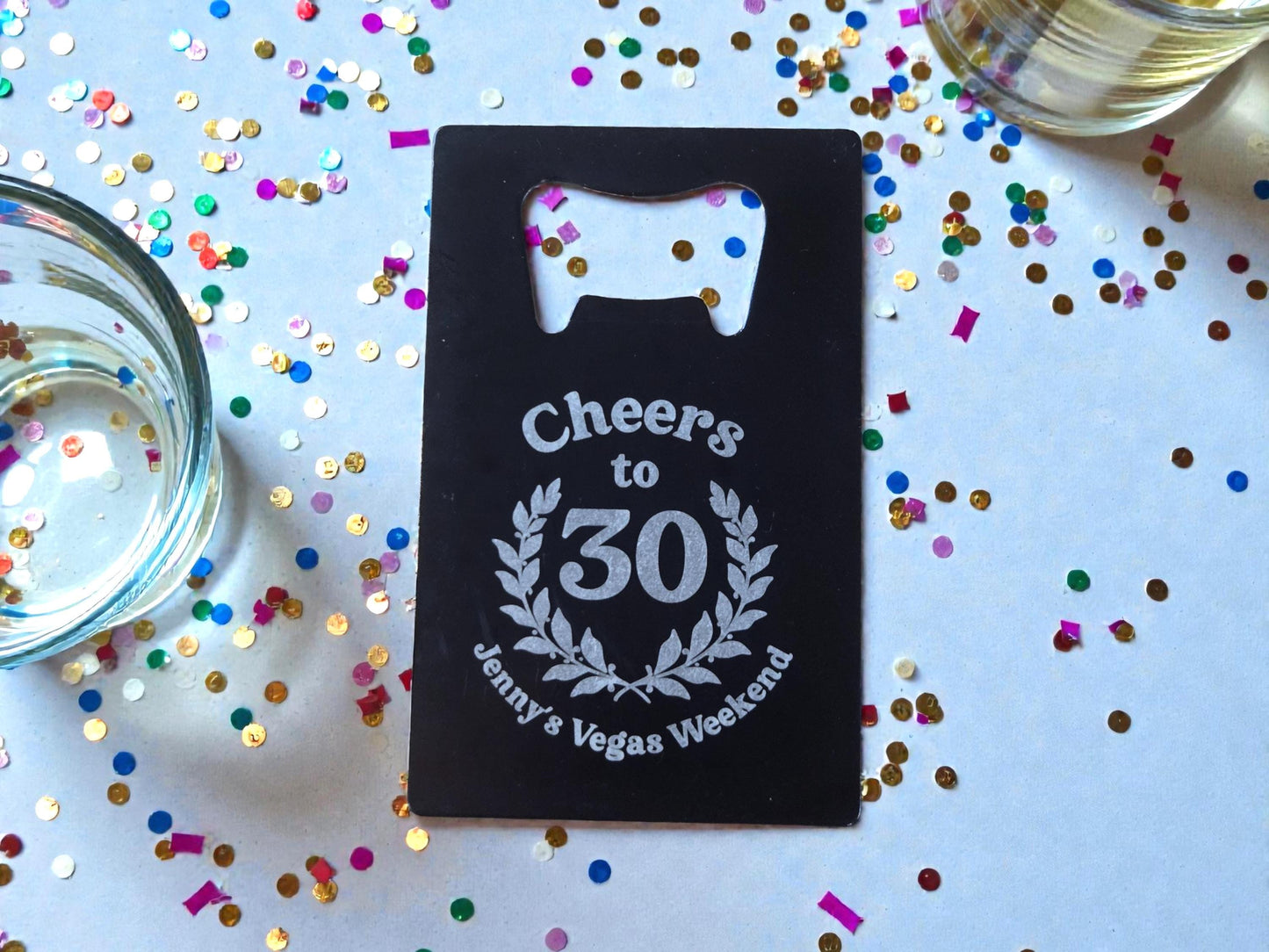 30th Birthday Magnet Party Favors, Custom Engraved Magnetic Black Card Bottle Opener, Bulk Party Gift Keepsake, Personalized Milestone Gifts