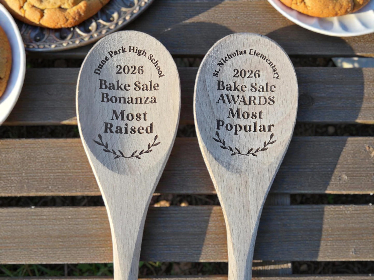 Bake Sale Award Spoons, Engraved 12-Inch Beechwood Spoon, Baking Event Prizes, Bakers Awards