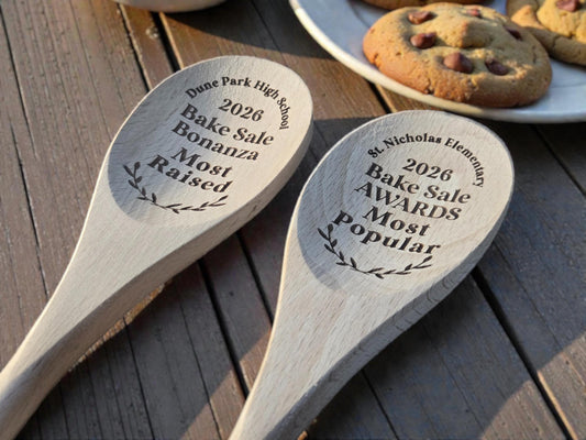 Bake Sale Award Spoons, Engraved 12-Inch Beechwood Spoon, Baking Event Prizes, Bakers Awards