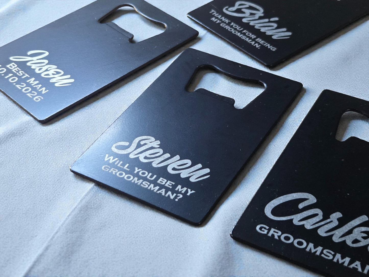 Groomsmen Proposal Gift, Personalized Engraved Black Card Bottle Opener, Best Man Asking Gifts, Custom Wedding Party Favor, Fits In Wallet