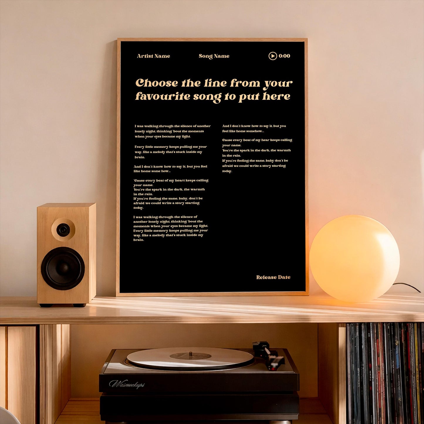 Custom Song Lyrics Print, Personalized Music Poster, Lyric Wall Art, Song Quote Gift, Unique Music Decor, Album Cover Art