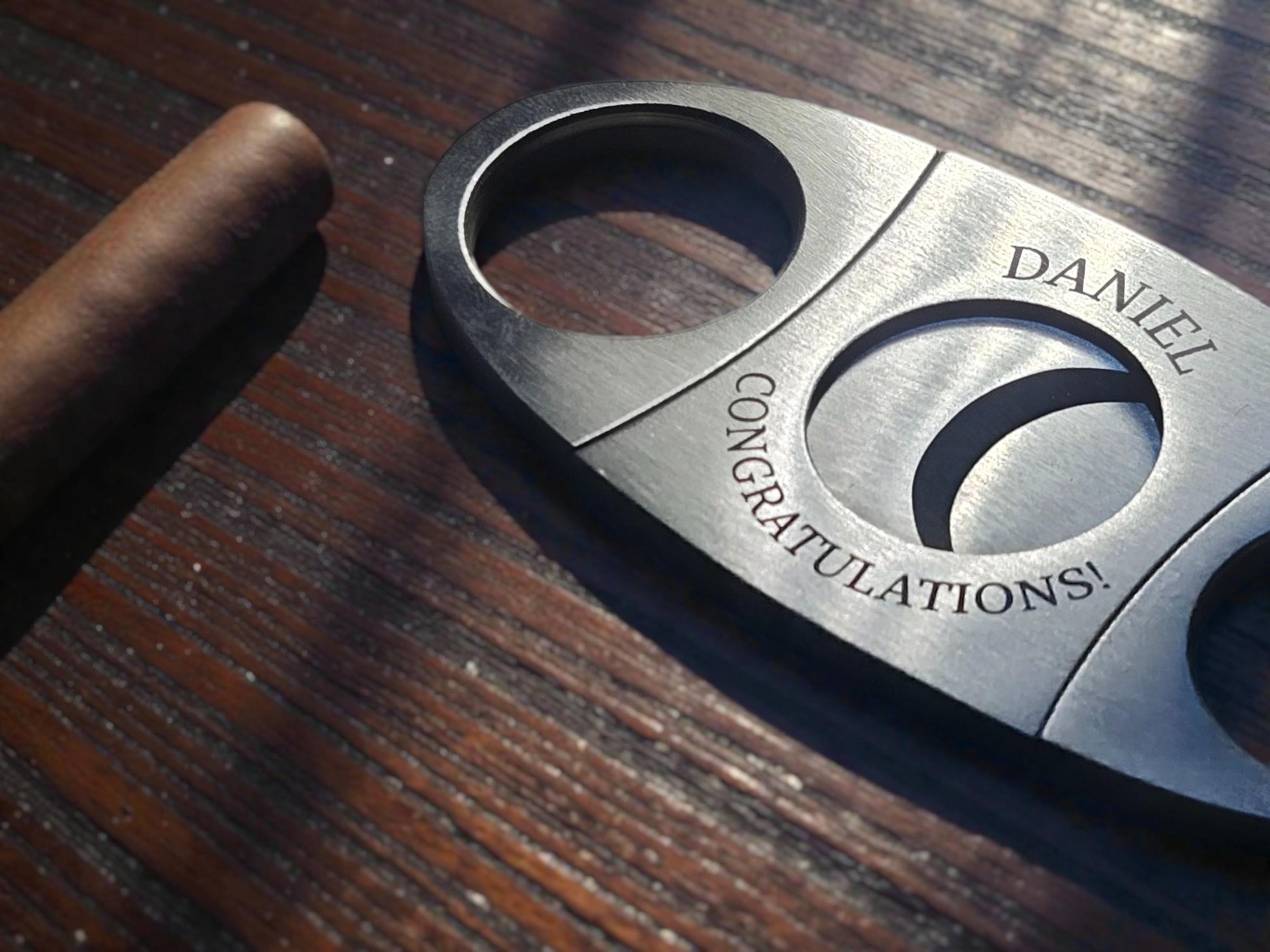Personalized Congratulations Cigar Cutter, Custom Engraved Stainless Steel Guillotine Cigar Clipper, Milestone Celebration Gifts For Him