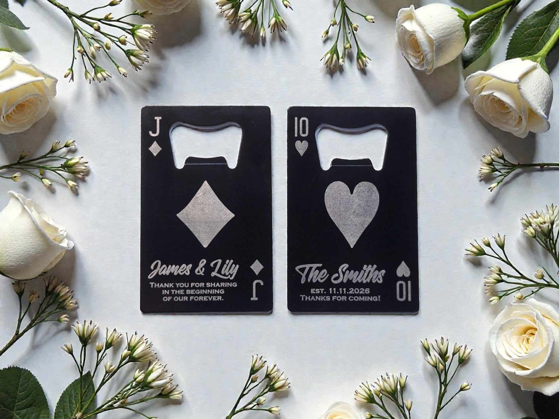 Personalized Wedding Favor, Playing Card Wallet Bottle Openers, Custom Bulk Wedding Guest Favors