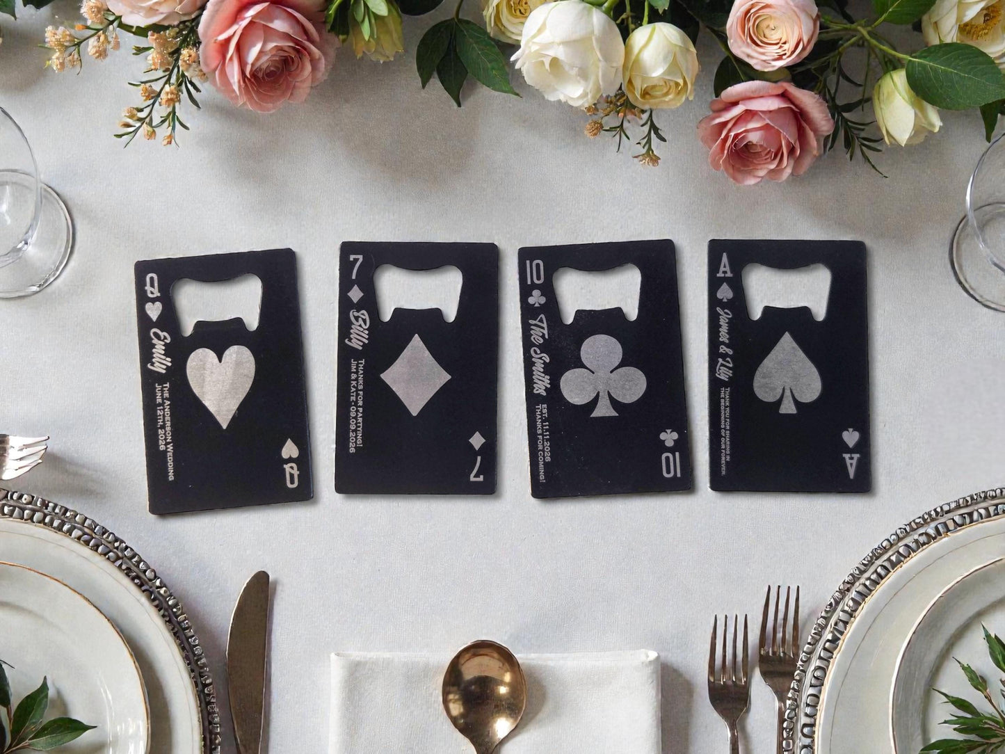 Magnetic Wedding Favors, Personalized Playing Card Magnet Bottle Openers, Custom Bulk Wedding Guest Favor