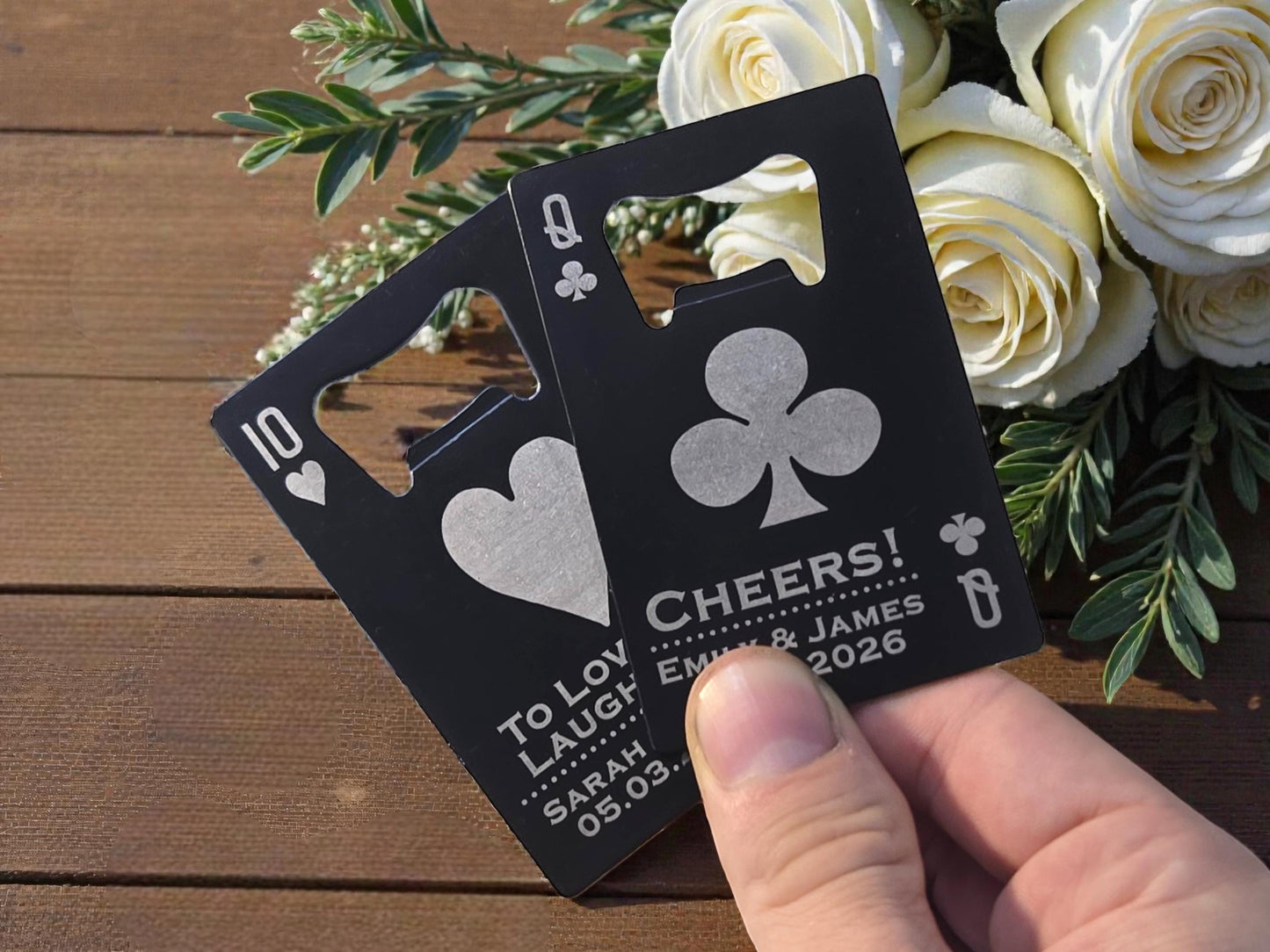 Magnetic Wedding Guest Favors, Classy Playing Card Magnet Bottle Openers, Custom Bulk Wedding Favor