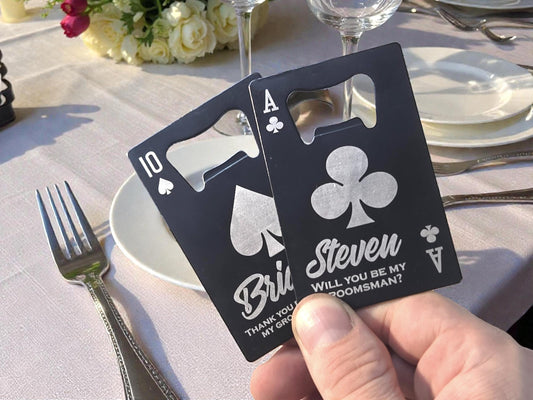 Personalized Groomsmen Bottle Opener, Playing Card Wallet Bottle Openers, Custom Gifts For Groomsman/Bestman
