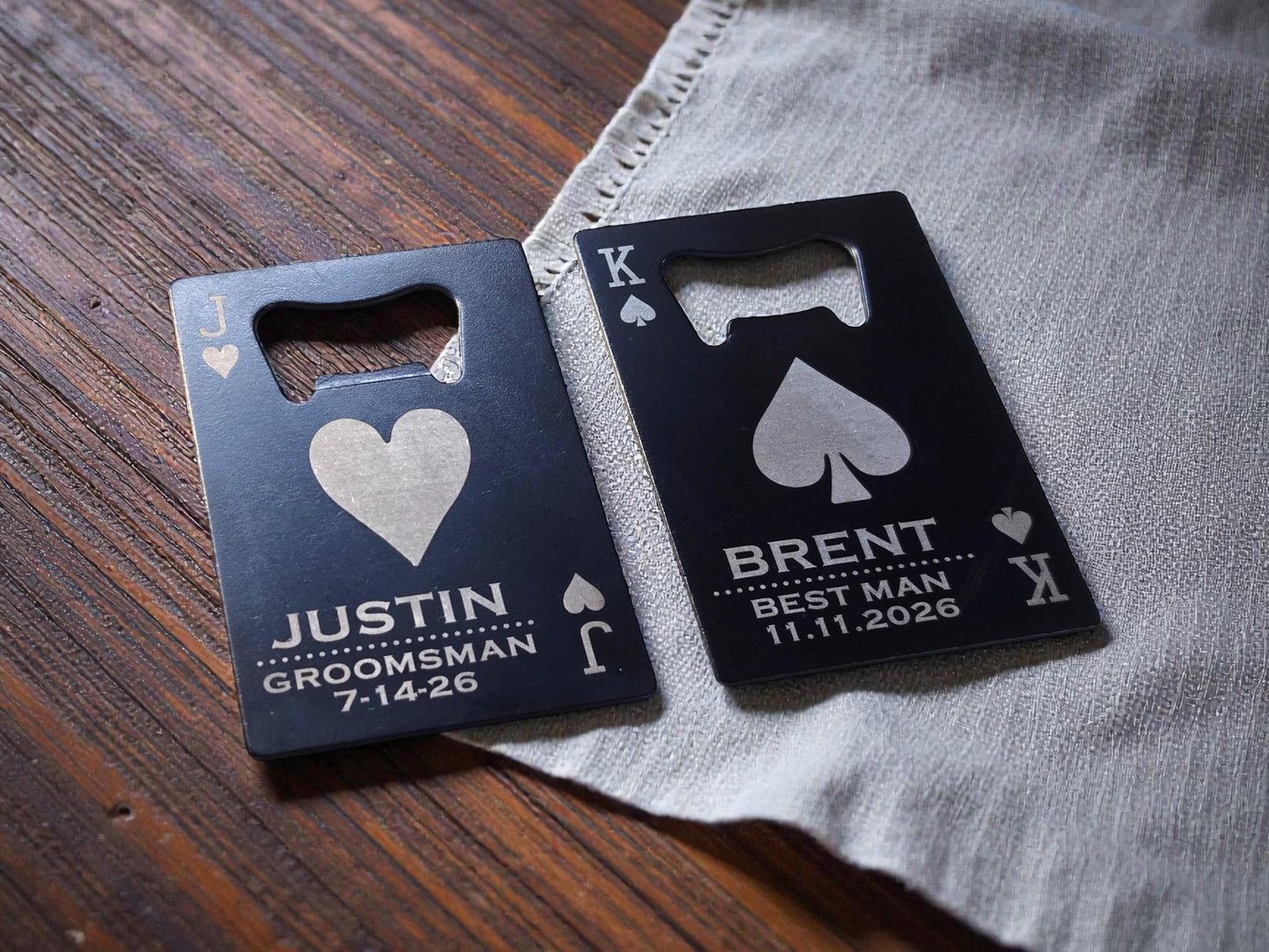 Personalized Groomsman Bottle Opener, Playing Card Wallet Bottle Openers, Custom Gifts For Groomsmen/Bestman
