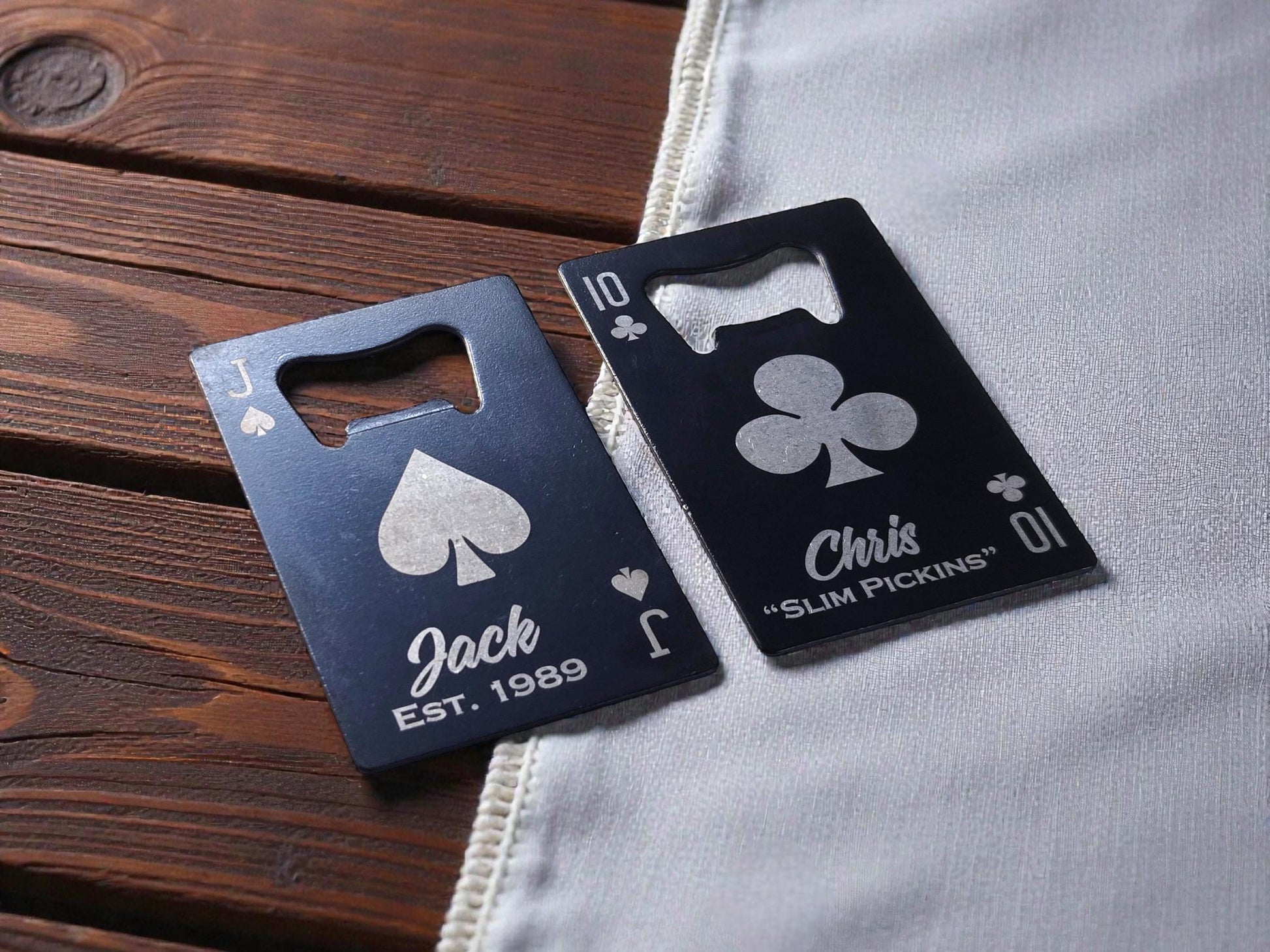 Personalized Bottle Opener For Him, Playing Card Wallet Beer Openers, Custom Poker Player Gifts