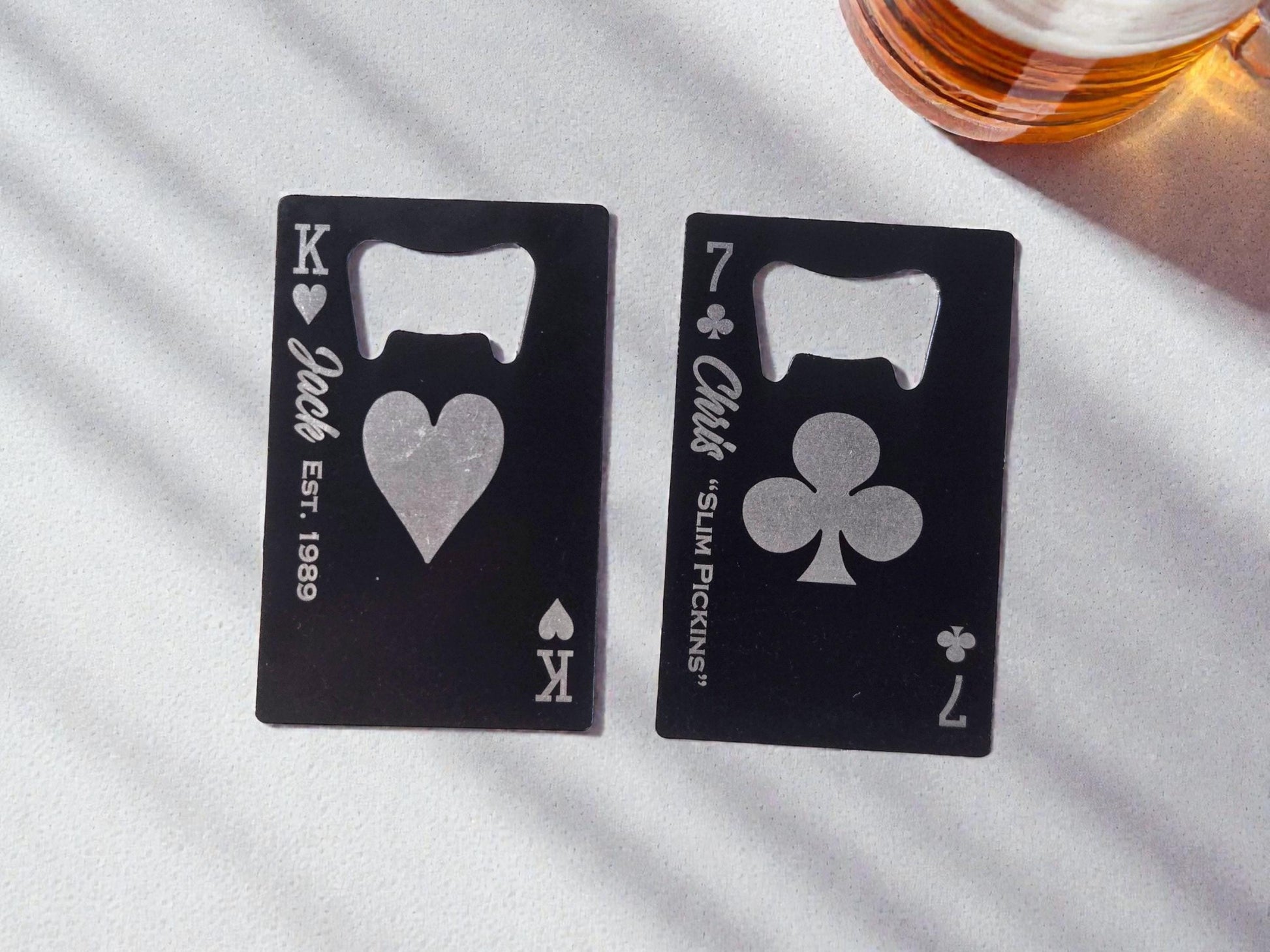 Custom Bottle Opener For Him, Playing Card Wallet Beer Openers, Personalized Poker Player Gifts