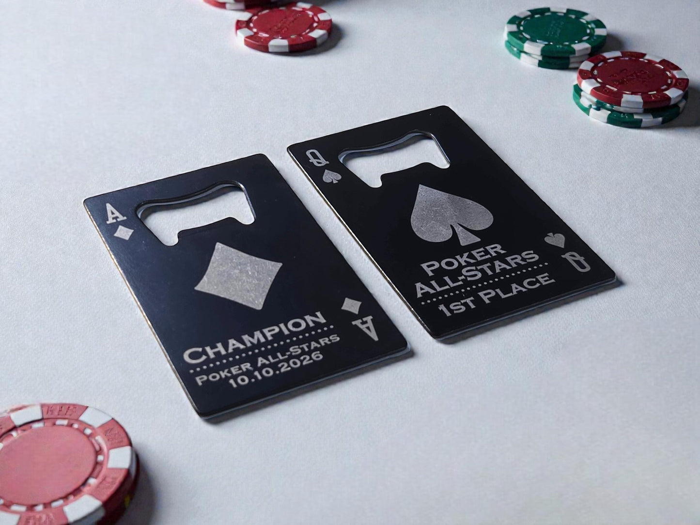Magnetic Poker Night Bottle Opener, Playing Card Magnet Beer Openers, Poker Tournament Custom Prizes