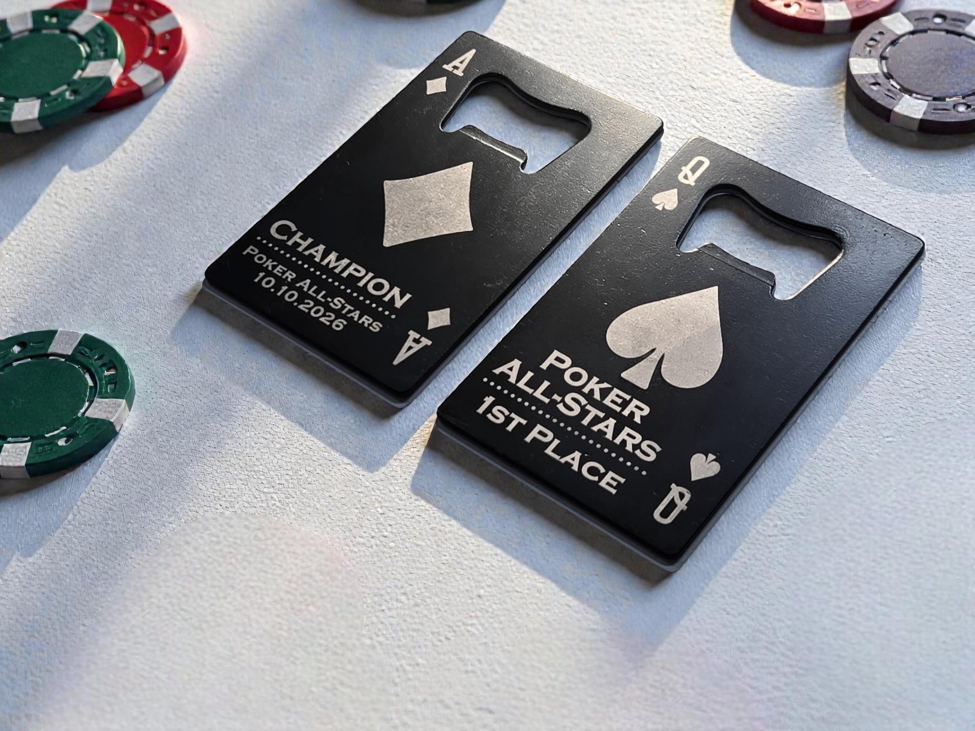 Magnetic Poker Night Bottle Opener, Playing Card Magnet Beer Openers, Poker Tournament Custom Prizes