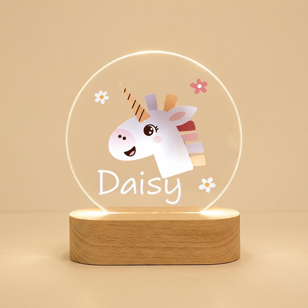 Personalized Unicorn Night Light Acrylic Plaque, Custom Name LED Lamp for Kids Nursery Decor, Baby Shower Gift, Rainbow Cute Animal Bedroom