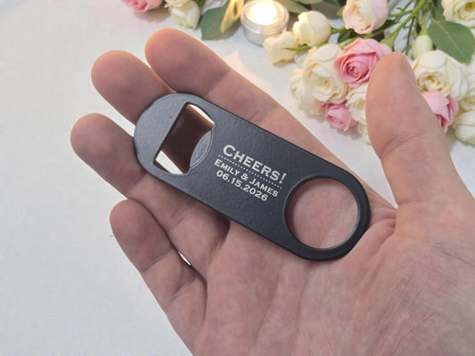Wedding Favor Bottle Opener Keychain, Custom Engraved Mini Keyring Bar Key Speed Popper Gift