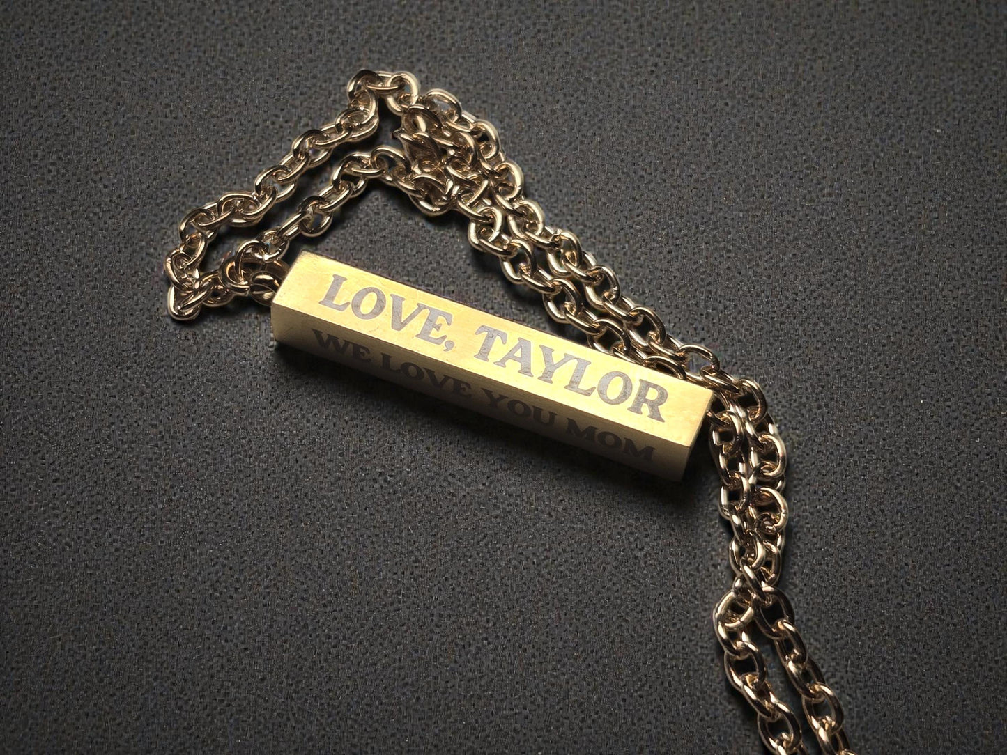 Personalized Mother's Day Bar Necklace, Custom Silver / Gold Pendant Necklace Chain, Gift For Mom