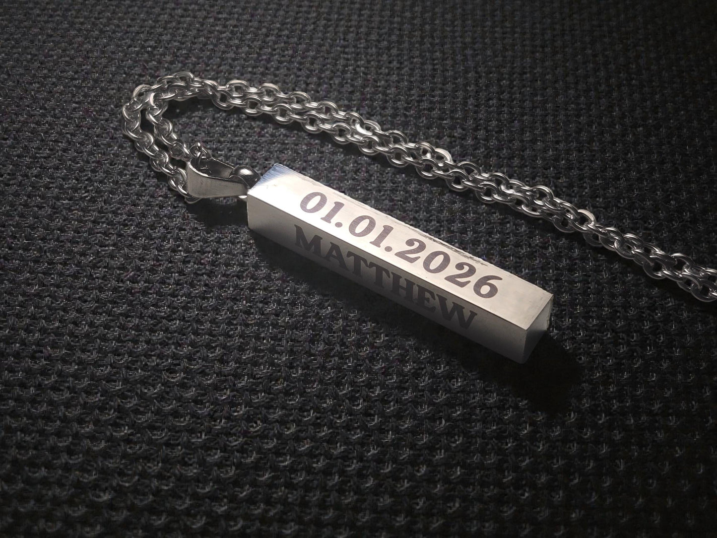 Personalized New Baby Bar Necklace, Custom Silver / Gold Pendant Necklace Chain, New Mom Gift