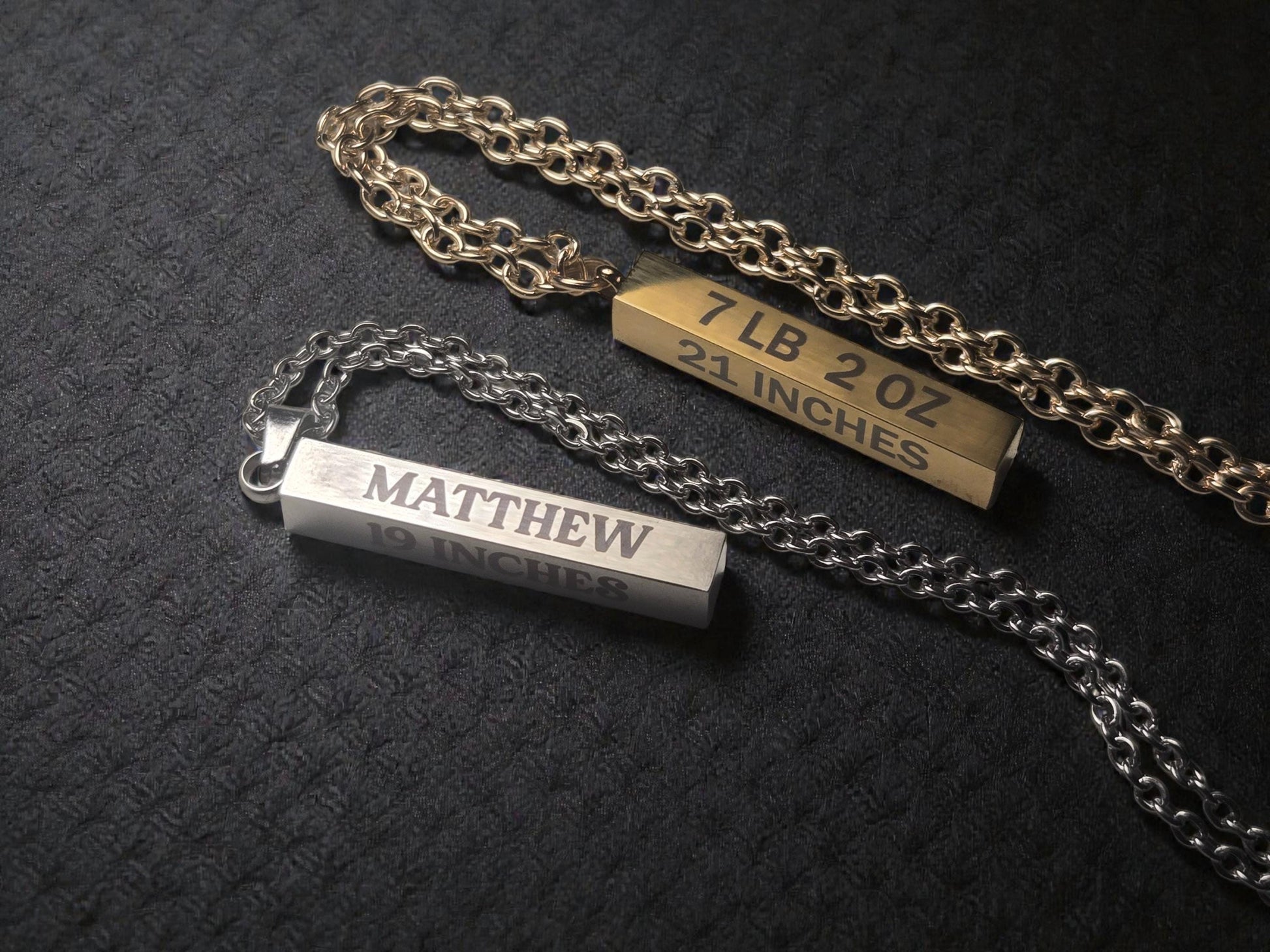 Personalized New Baby Bar Necklace, Custom Silver / Gold Pendant Necklace Chain, New Mom Gift