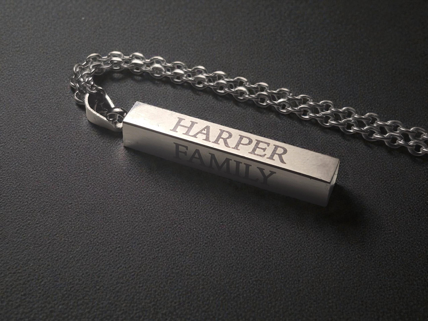 Personalized Name Bar Necklace, Custom Silver / Gold Pendant Necklace Chain, Minimal Names Jewelry