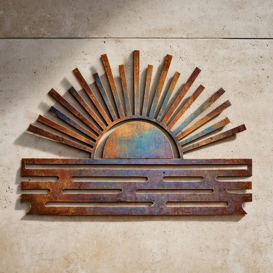 Sunburst Sunrise UV PRINTED Wall Decor, Handmade Garden Art Hanging