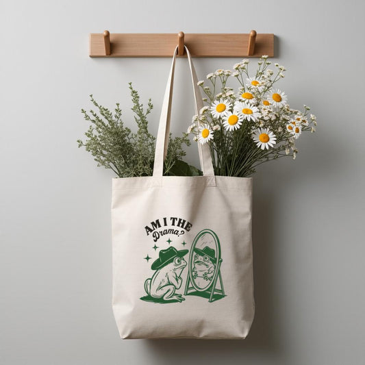 Frog Tote Bag, Funny Self Love Quote Canvas Style Shopper Bag, Cottagecore Gift for Her, Everyday Use