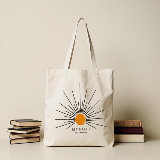 Canvas Tote Bag with Sunburst Graphic, Minimalist Inspirational Quote Tote, Gift for Her, Shopping or Beach Use